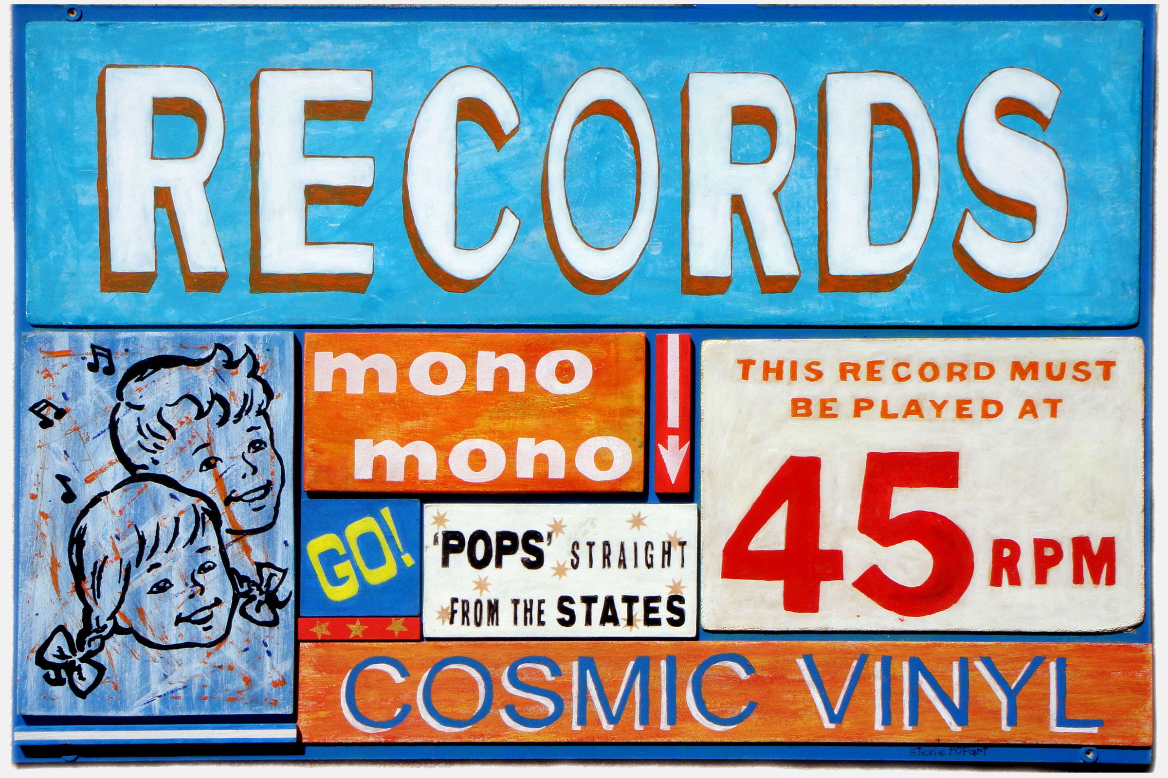 THIS RECORD MUST BE PLAYED<br>Acrylic paint on Plywood<br>80 x 53.5cm