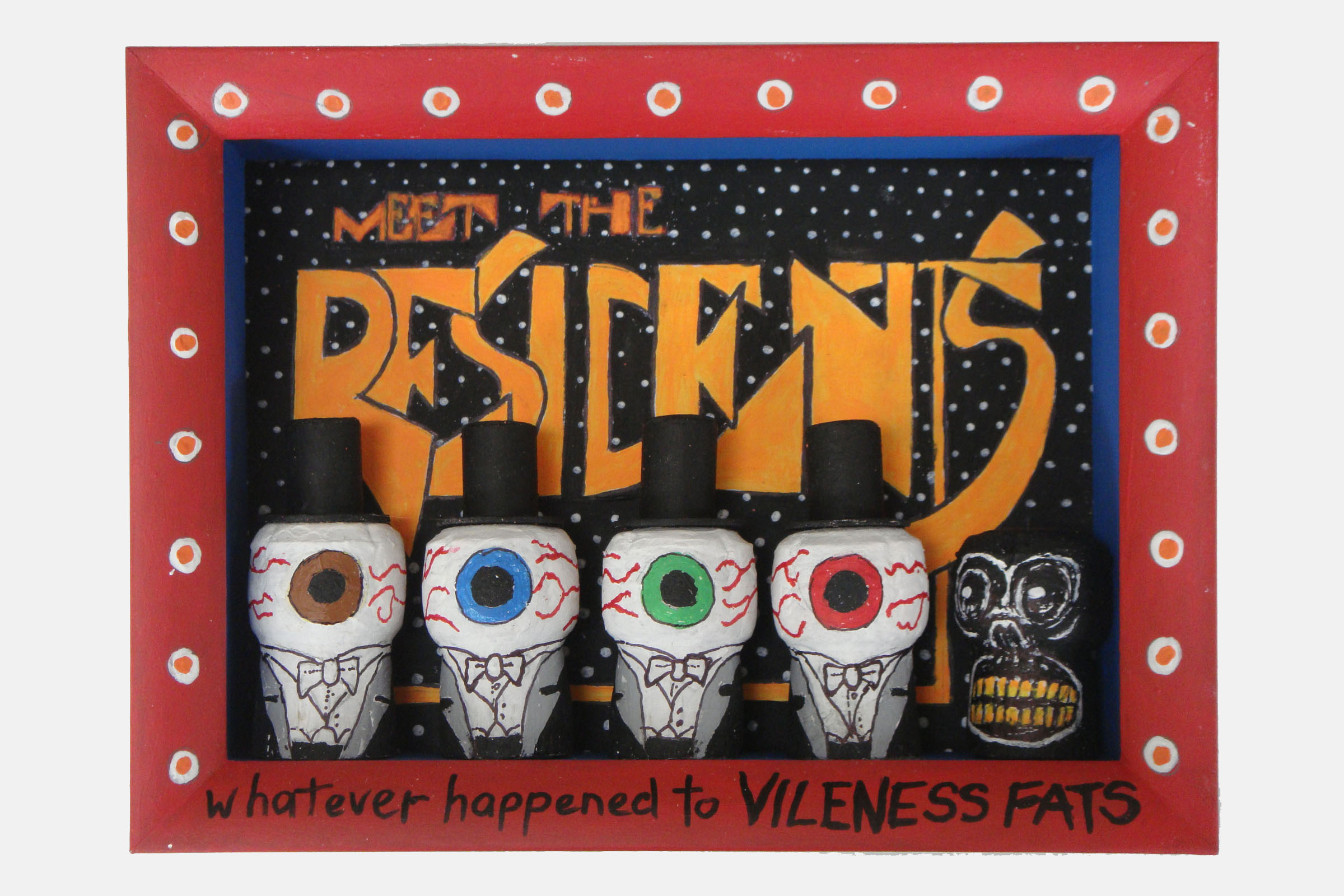 The Residents<br>Mixed media and corks. Framed.