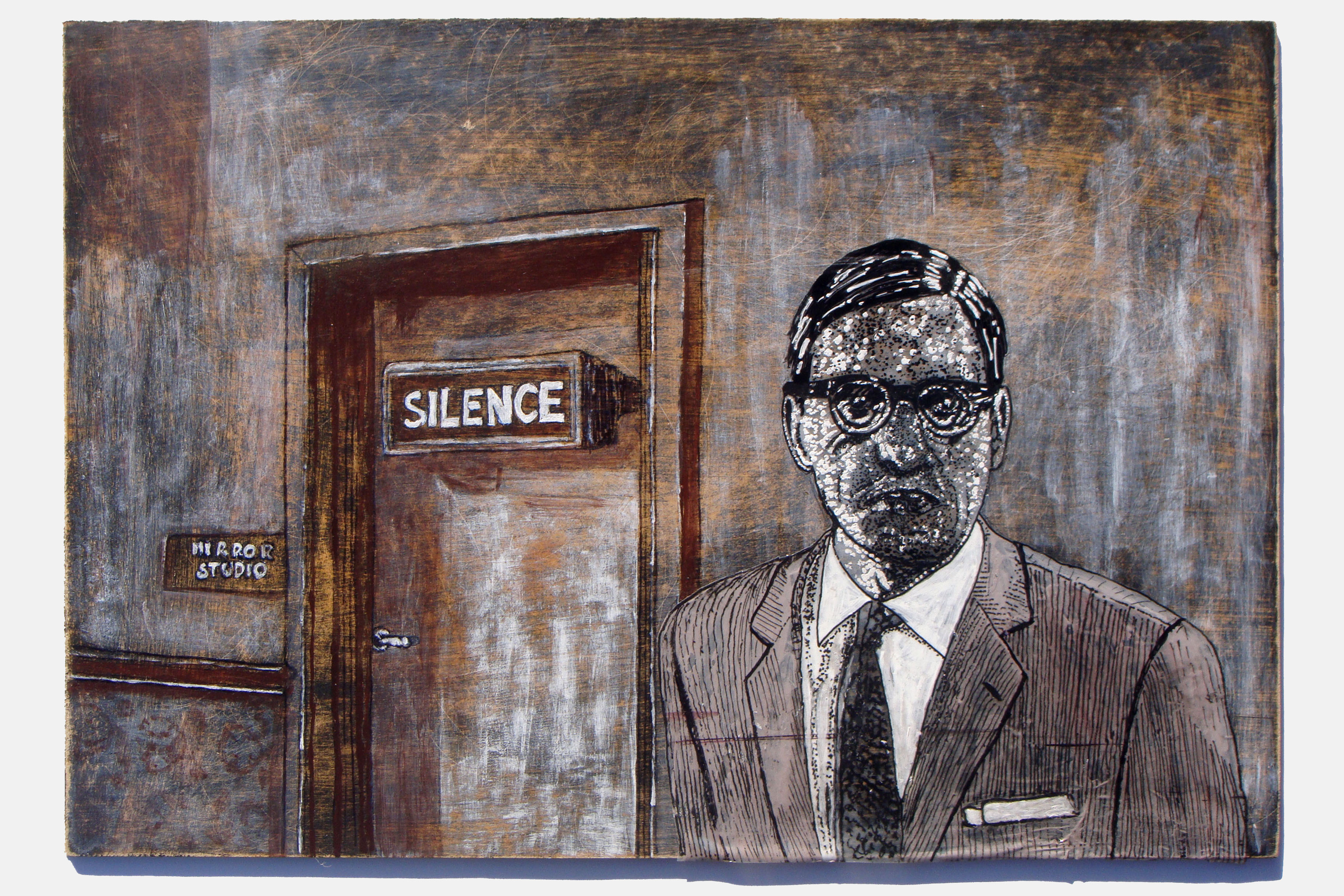 THE COVERGIRL KILLER<br>Mixed media on hardboard<br>??? x ???cm