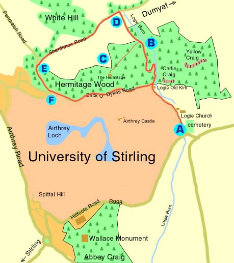 Map of Logie Church - Sherrifmuir - Back O' Dykes Road Walk